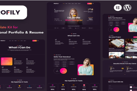 Profily - Personal Portfolios & Resume Elementor Template Kit 1.0