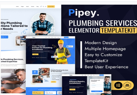 Pipey - Plumber Services Elementor Template Kit 1.0