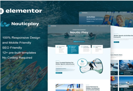 NauticPlay - Water Sports & Surfing Elementor Pro Template Kit 1.0