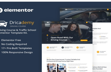 Dricademy - Driving Course & Traffic School Elementor Template Kit 1.0
