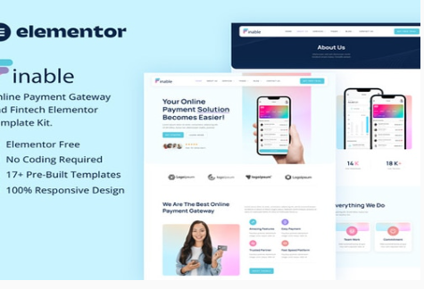 Finable - Online Payment Gateway & Fintech Elementor Template Kit1.0