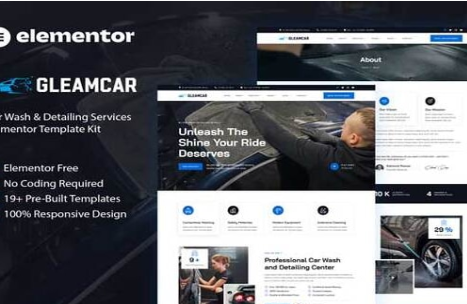 Gleamcar - Car Wash & Detailing Service Elementor Template Kit 1.0