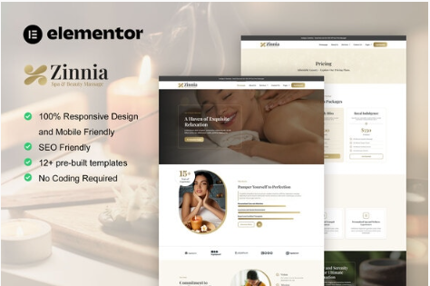 Zinnia - Spa & Beauty Care Elementor Pro Template Kit 1.0