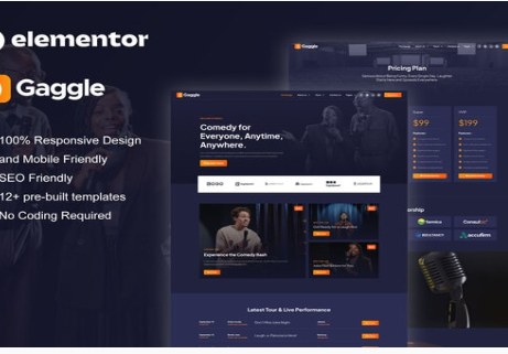 Gaggle - Comedian & Entertainment Show Elementor Pro Template Kit 1.0