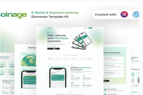Coinage - E-Wallet & Payment Gateway Elementor Pro Template Kit 1.0