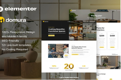 Domura - Interior Design & Architecture Elementor Pro Template Kit 1.0