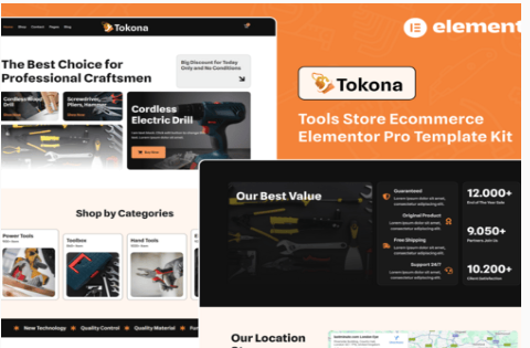 Tokona - Tools Store Ecommerce Elementor Pro Template Kit 1.0