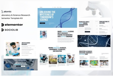 Atomic - Laboratory & Science Research Elementor Template Kit 1.0