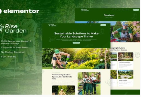 Risegarden - Landscape & Gardening Service Elementor Template Kit 1.0