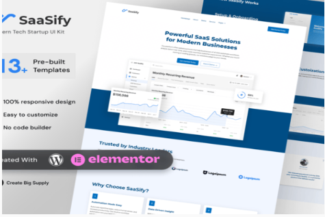 SaaSify - Modern Tech Startup Elementor Template Kit 1.0
