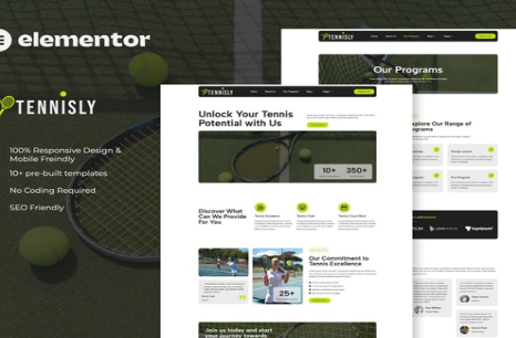 Tennisly - Tennis School & Sports Club Elementor Template Kit 1.0