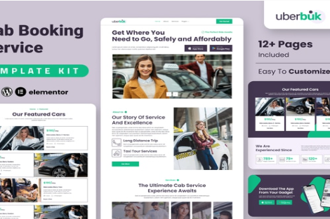 Uberbuk – Taxi Company & Online Cab Service Elementor Template Kit 1.0