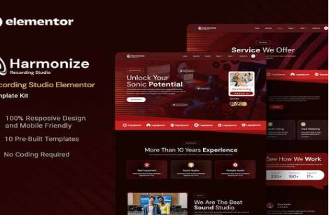 Harmonize - Recording Studio Elementor Template Kit 1.0