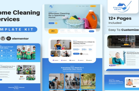 ClarityShine - Cleaning Service Company Elementor Template Kit 1.0