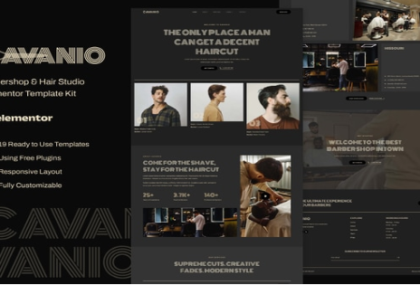 Cavanio - Barbershop & Hair Studio Elementor Template Kit 1.0