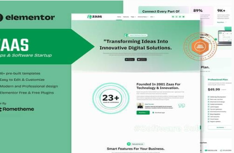 Zaas - Apps & Software Startup Elementor Template Kit 1.0