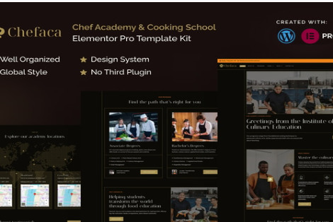 Chefaca - Chef Academy & Cooking School Elementor Pro Template Kit 1.0
