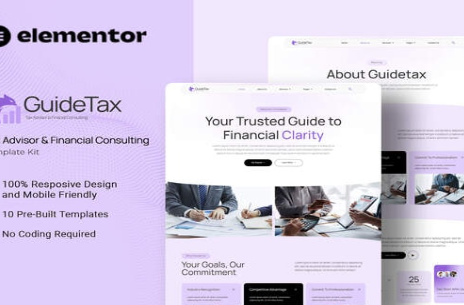 GuideTax - Tax Advisor & Financial Colsulting Elementor Template Kit 1.0