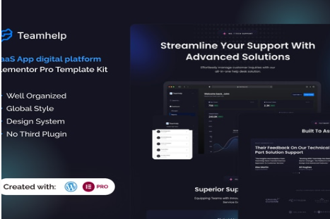 Teamhelp - Help Desk SaaS Elementor Pro Template Kit 1.0