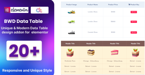 Data Table Addon for Elementor 1.0