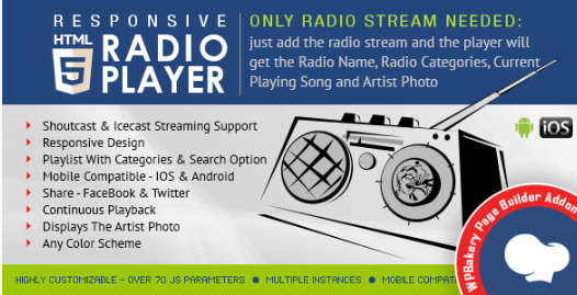 WPBakery Addon - HTML5 Radio Player 2.5