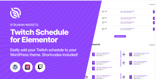 Struninn - Twitch Schedule Elementor Widget 1.0.1