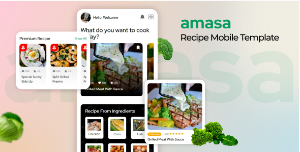 Amasa - Food Recipe Mobile Template