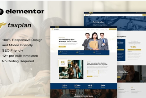 TaxPlan - Tax Advisor & Financial Consulting Elementor Pro Template Kit 1.0