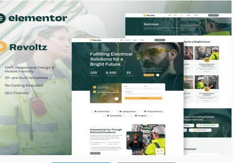 Revoltz - Electrical Installation & Maintenance Elementor Template Kit1.0