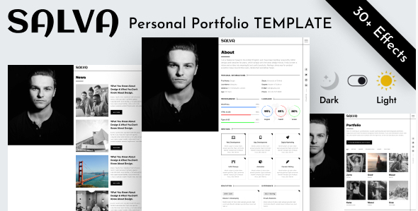 Personal Portfolio Resume CV React Template - Salva
