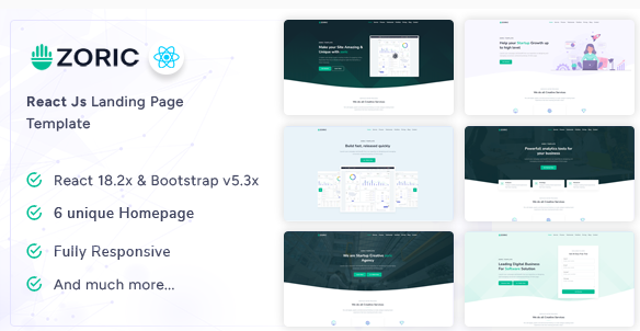 Zoric - React Responsive Landing Page Template