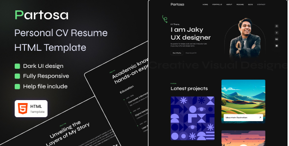 Partosa - Personal Resume and Portfolio Template