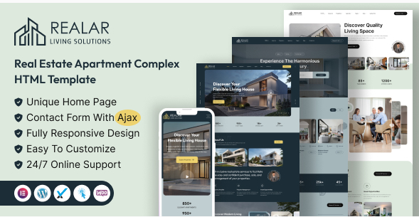 Realar - Real Estate Apartment Complex HTML Template + RTL