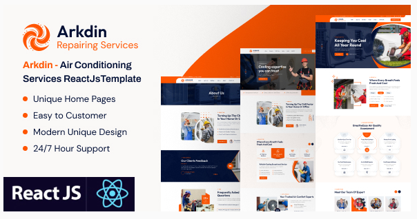 Arkdin – Air Conditioning Services ReactJs Template