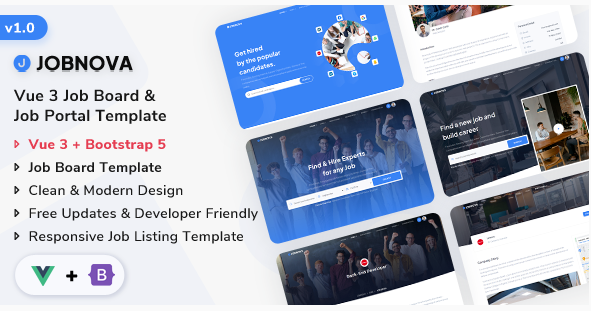 Jobnove - Vue Job Board, Job Portal and Job Listing Template