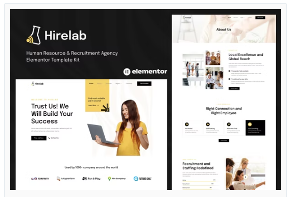Hirelab - Human Resource & Recruitment Agency Elementor Template Kit