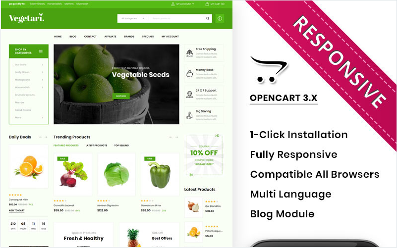 Vegetari - The Big Grocery Store OpenCart Template