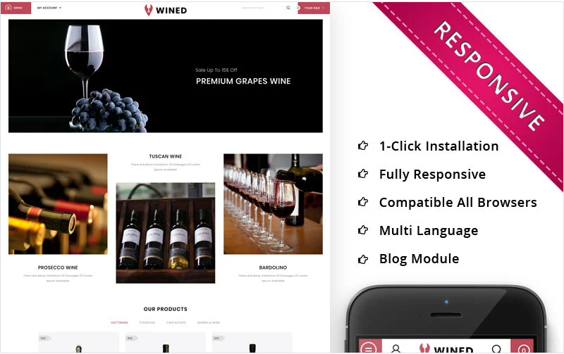 Wined - The Wine Shop OpenCart Template