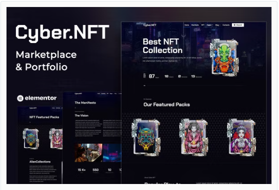 Cyber.NFT Marketplace & Portfolio Elementor Template Kit