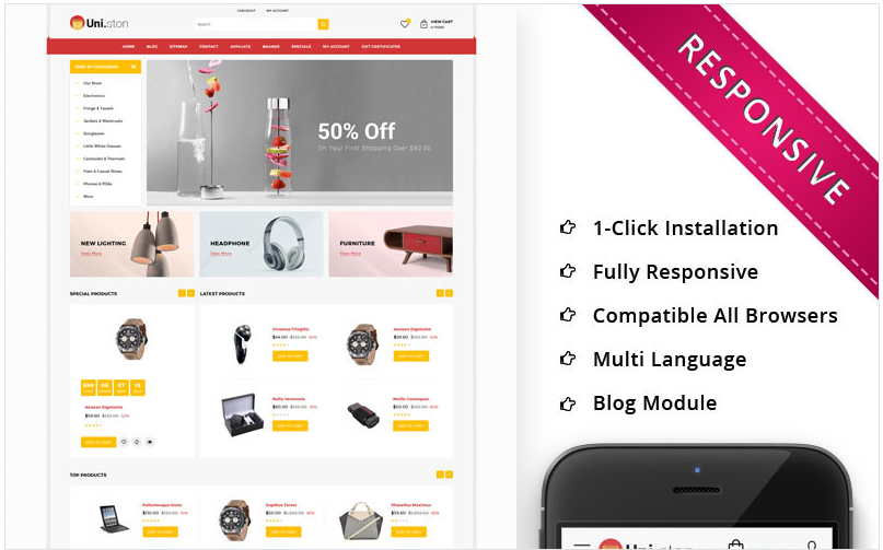 Unistone Mega Store - Responsive OpenCart Template