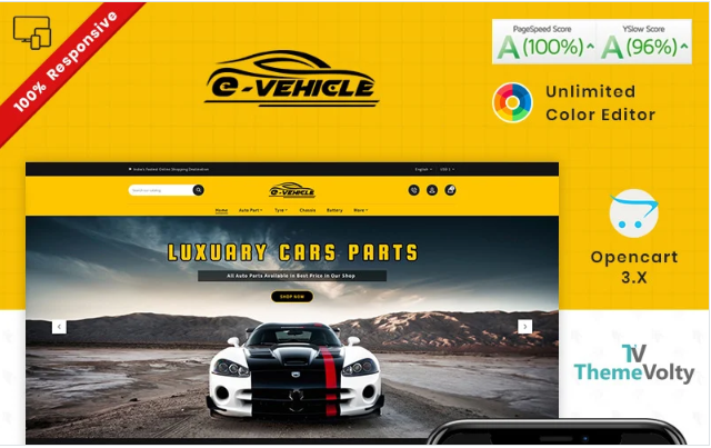 E Vehicle Auto Part Tools Shop OpenCart Template