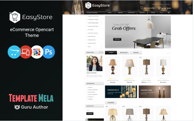 Easy - Modern lighting OpenCart Template