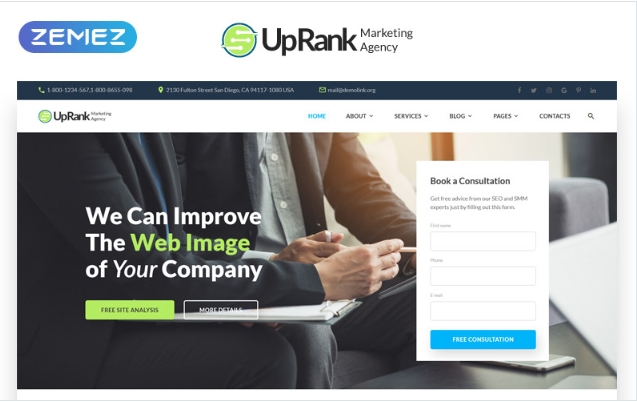UpRank - Stylish Marketing Agency Multipage Website Template