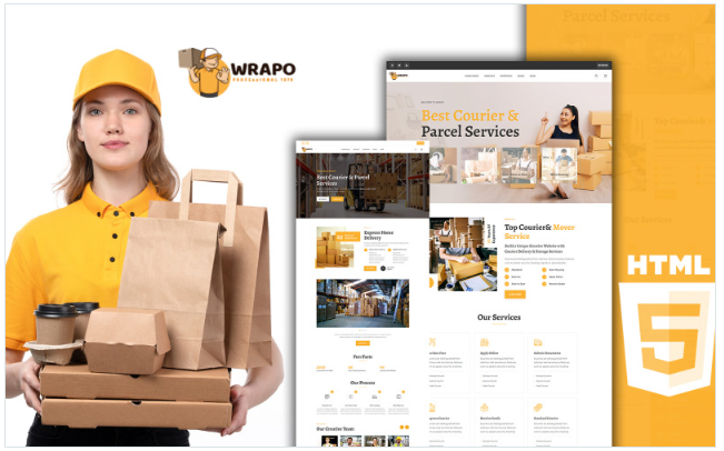 Wrapo Courier Shipping and Logistic Services HTML5 Temaplate