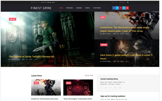 Finest Game Website Template