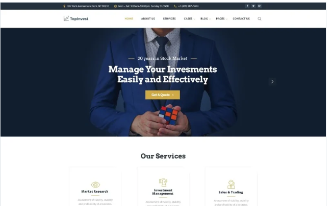 TopInvest - Investment Company Responsive Multipage Website Template