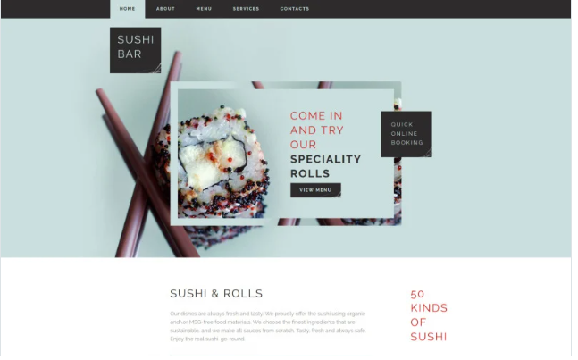 Sushi Bar Responsive Website Template