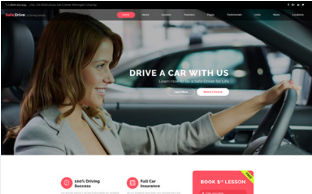 Safe Drive - Traffic School & Driving Lessons Website Template