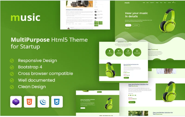 Music - Headphone Business Multipurpose HTML5 Website Template
