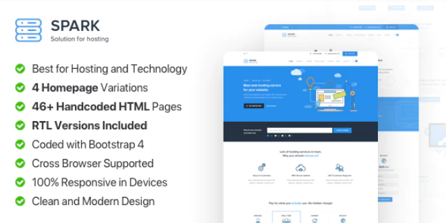 Spark - Responsive Hosting, Domain and Technology Template